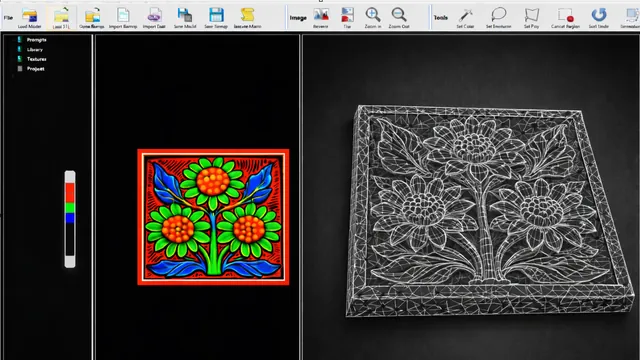 Bitmap Lab: floral bitmap converted to a relief panel