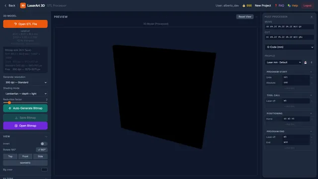 LaserArt3D interface screenshot