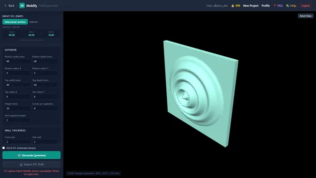 Moldify interface screenshot